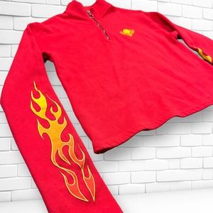 Urban Outfitters Future State Skull Flame Sweatshirt Women Medium 1/4 Zip Fleece